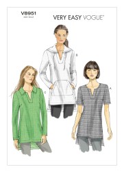 8951 EZ VOGUE STRETCH SS-LS TUNIC TOP, HOOD OR NOT PATTERN 4-14